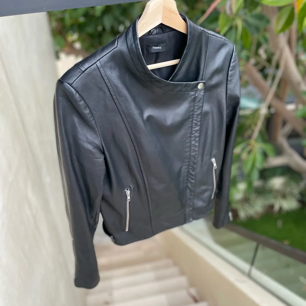 theory leather moto jacket - Picture 4 of 16